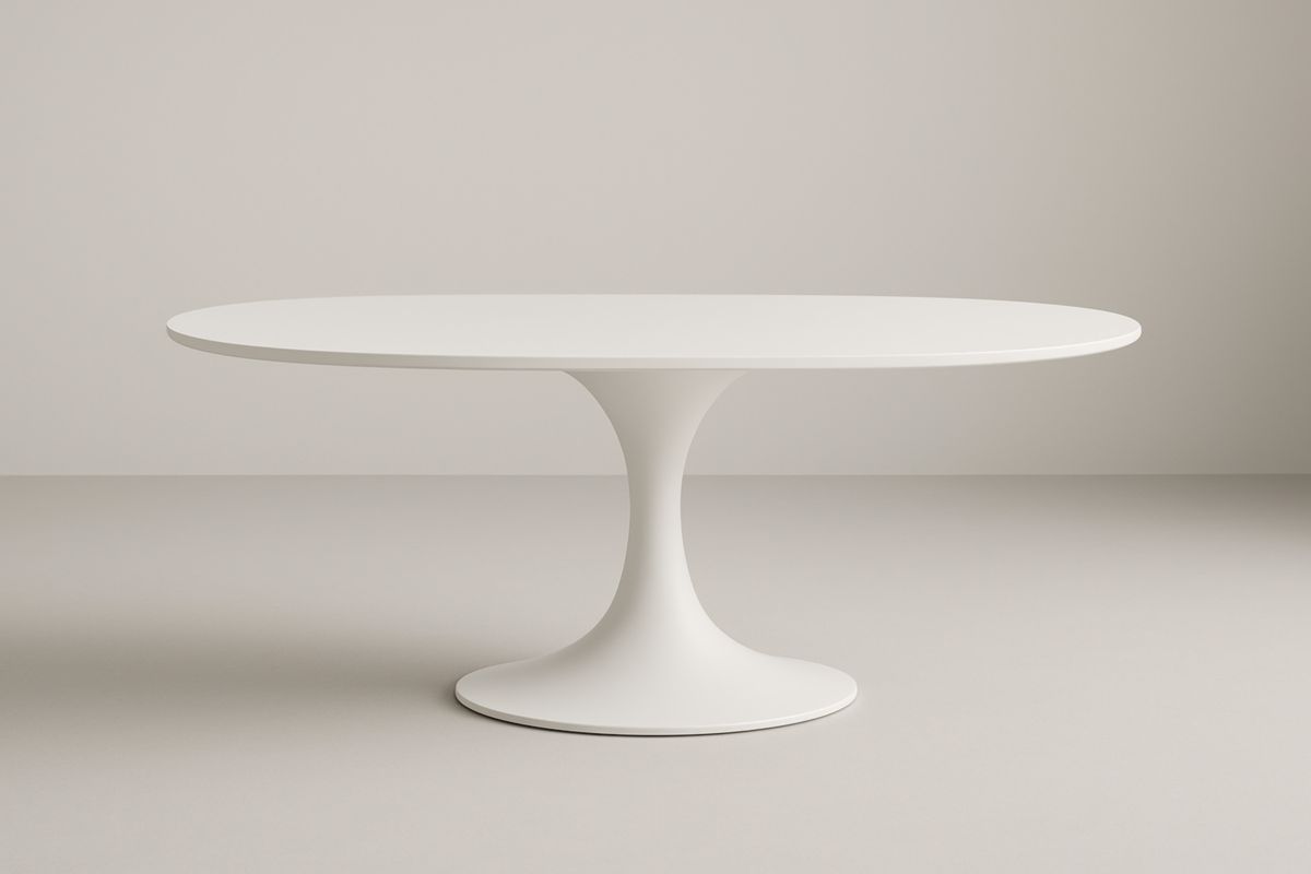 Tavolo Ovale in MDF e Metallo Bianco 140x90 cm