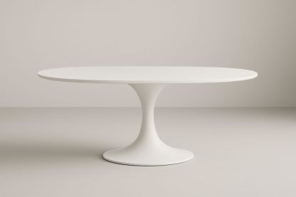 Tavolo Ovale in MDF e Metallo Bianco 140x90 cm