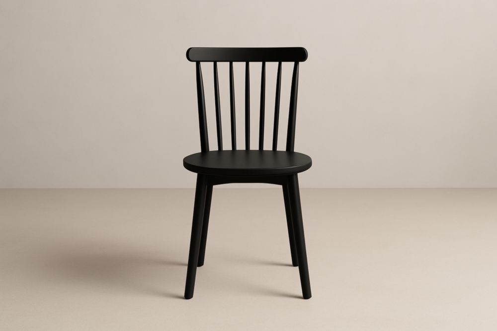 Sedia da Pranzo in Legno Massello Nero