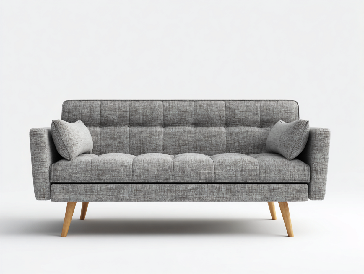 Sofá 3 plazas tapizado 190x82x83 cm - gris claro - estilo nórdico