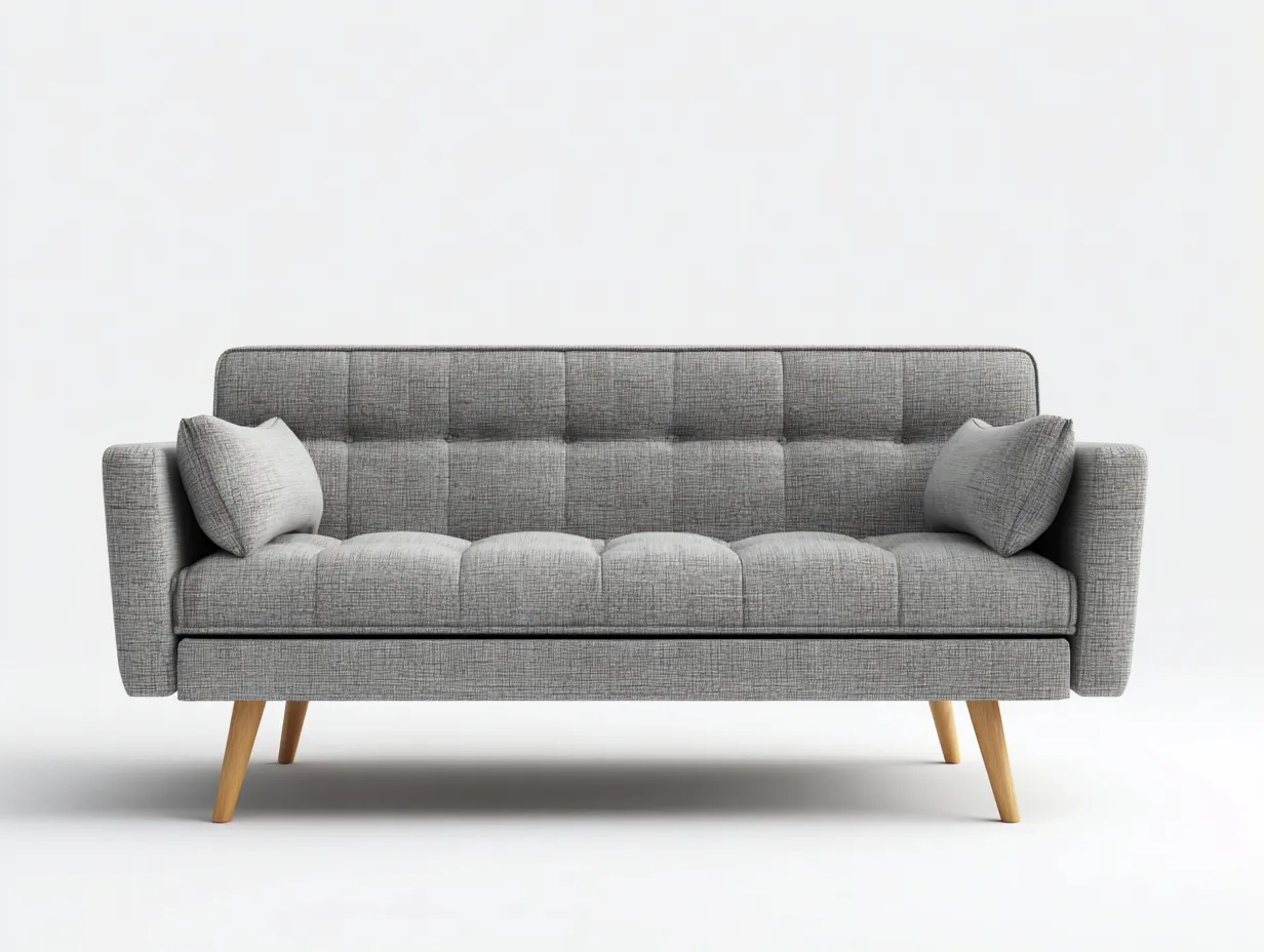 Sofá 3 plazas tapizado 190x82x83 cm - gris claro - estilo nórdico