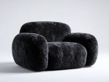 Sillón tapizado de felpa 105x95x78 cm - negro - diseño moderno