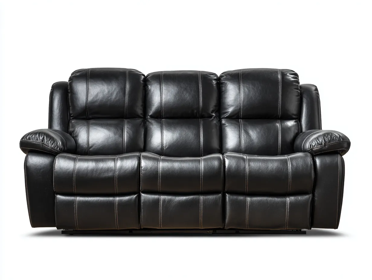 Sofá 3 plazas reclinable 195x95x100 cm - negro - tapizado en piel sintética