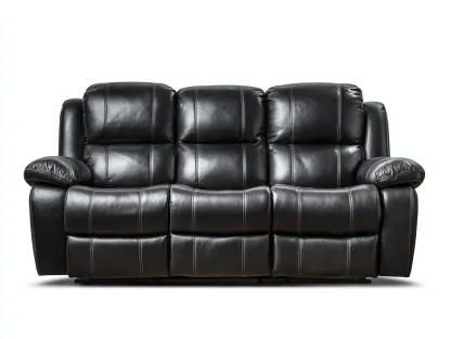 Sofá 3 plazas reclinable 195x95x100 cm - negro - tapizado en piel sintética