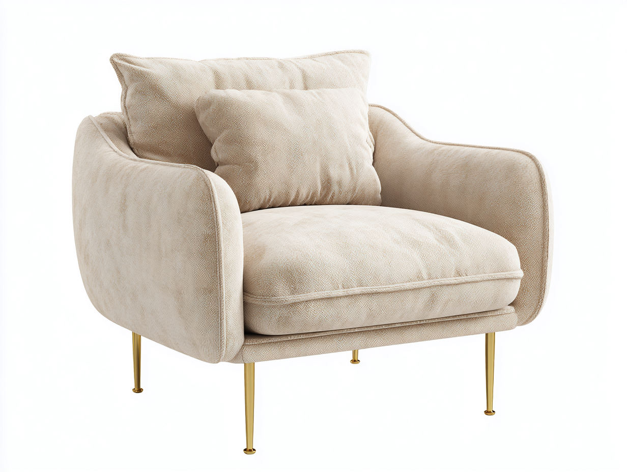 Sillón tapizado de tela 98x90x85 cm - beige - diseño moderno