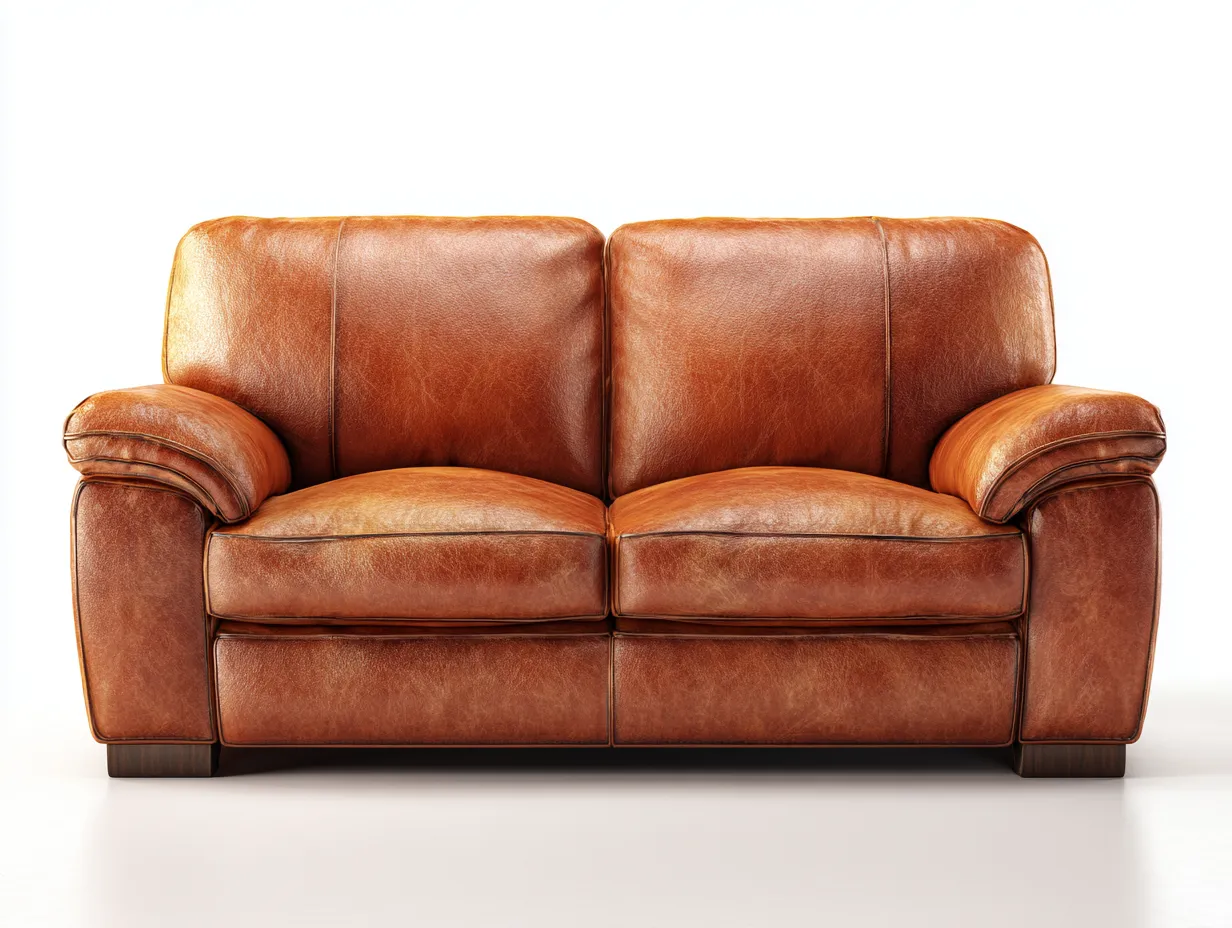 Sofá 2 plazas 165x95x88 cm - marrón - cuero auténtico estilo clásico