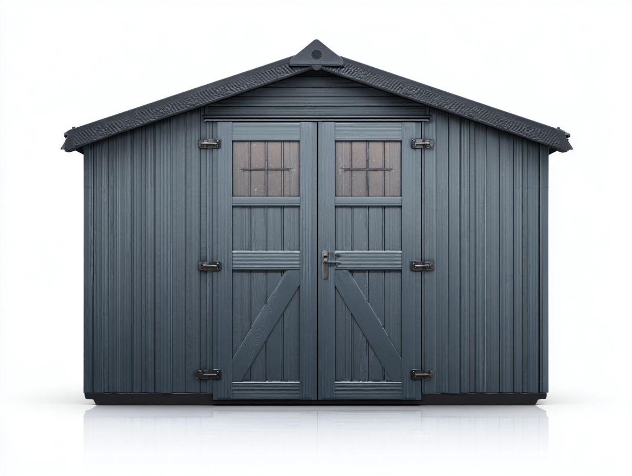 Caseta de jardín madera 220x180x210 cm - gris oscuro - diseño con doble puerta