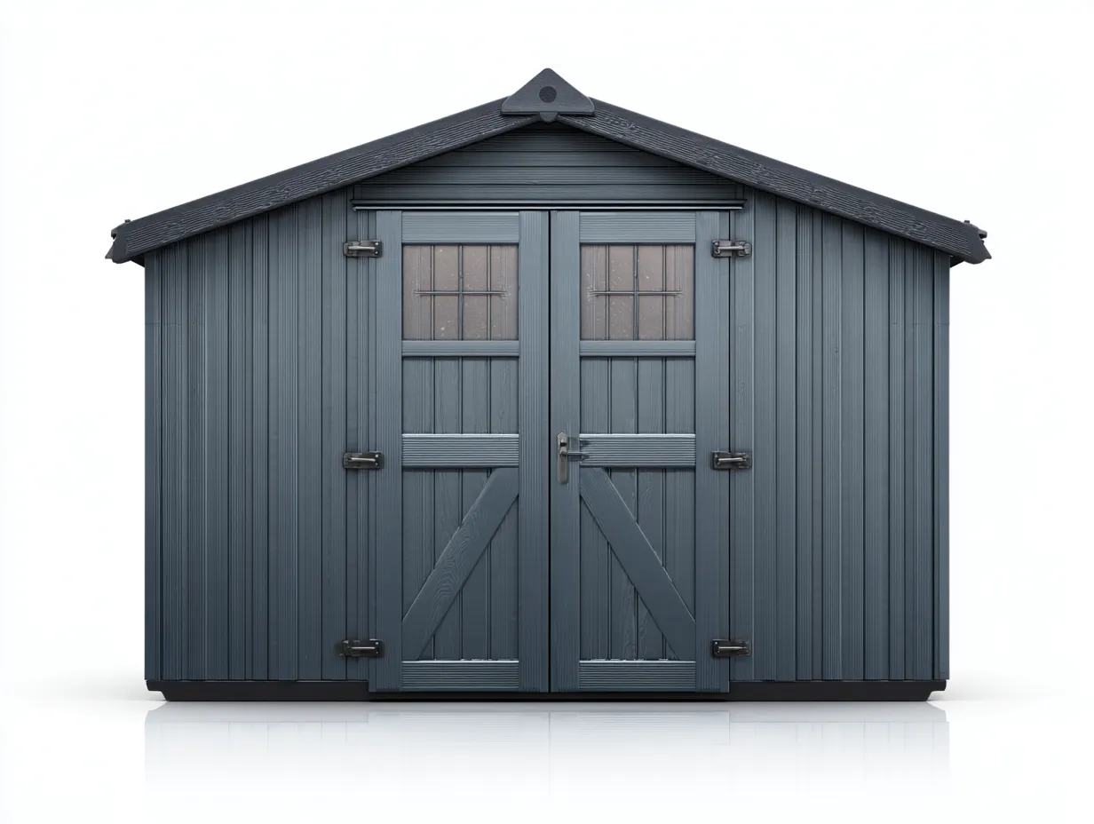 Caseta de jardín madera 220x180x210 cm - gris oscuro - diseño con doble puerta