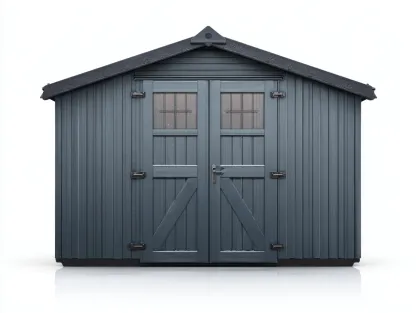 Caseta de jardín madera 220x180x210 cm - gris oscuro - diseño con doble puerta