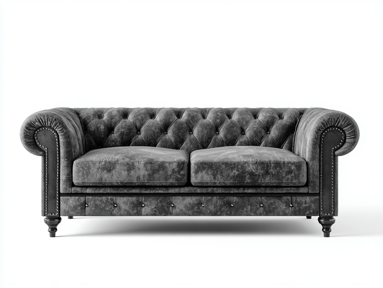 Sofá 2 plazas 175x90x78 cm - gris - terciopelo estilo clásico