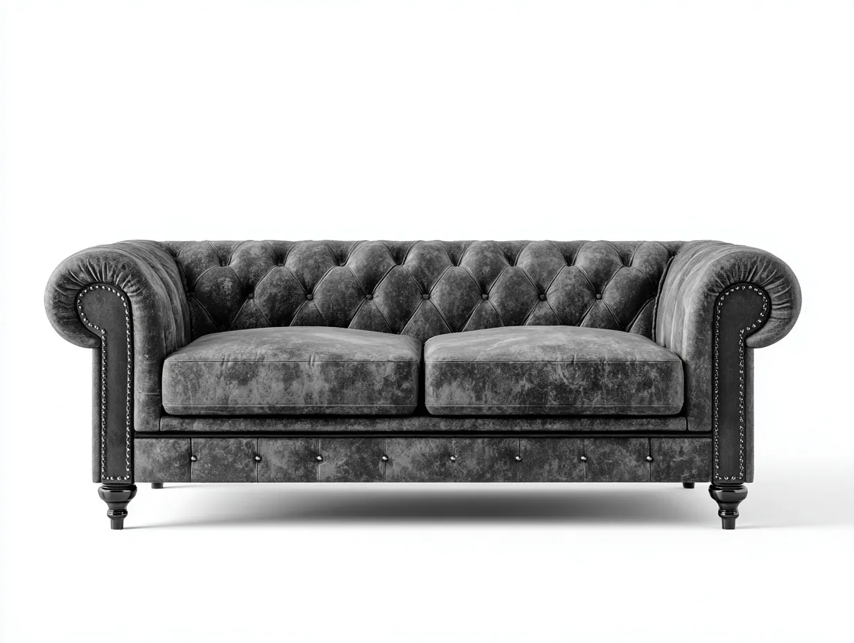 Sofá 2 plazas 175x90x78 cm - gris - terciopelo estilo clásico