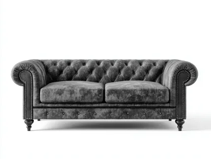 Sofá 2 plazas 175x90x78 cm - gris - terciopelo estilo clásico