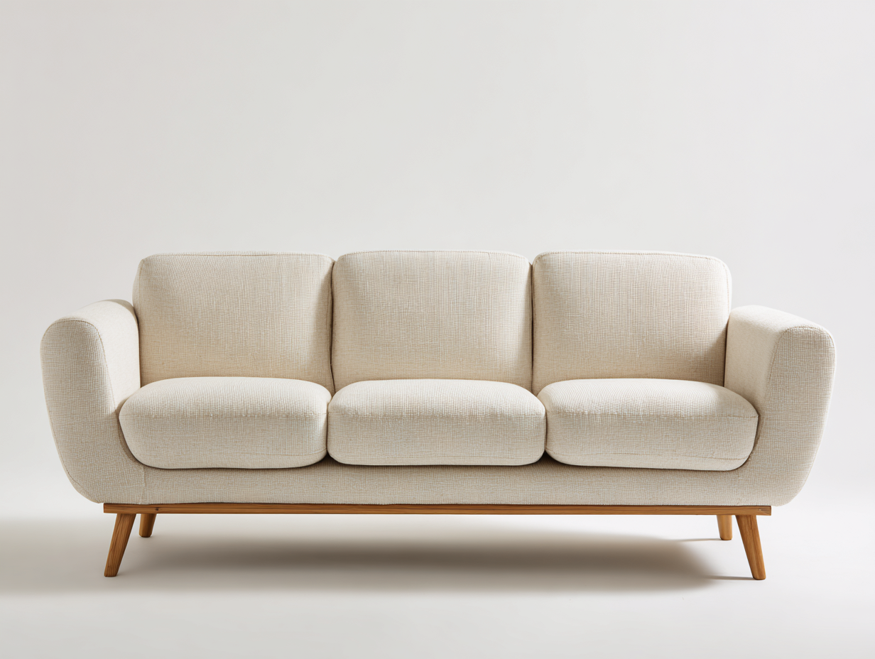 Sofá 3 plazas tapizado 205x88x85 cm - beige - estilo nórdico