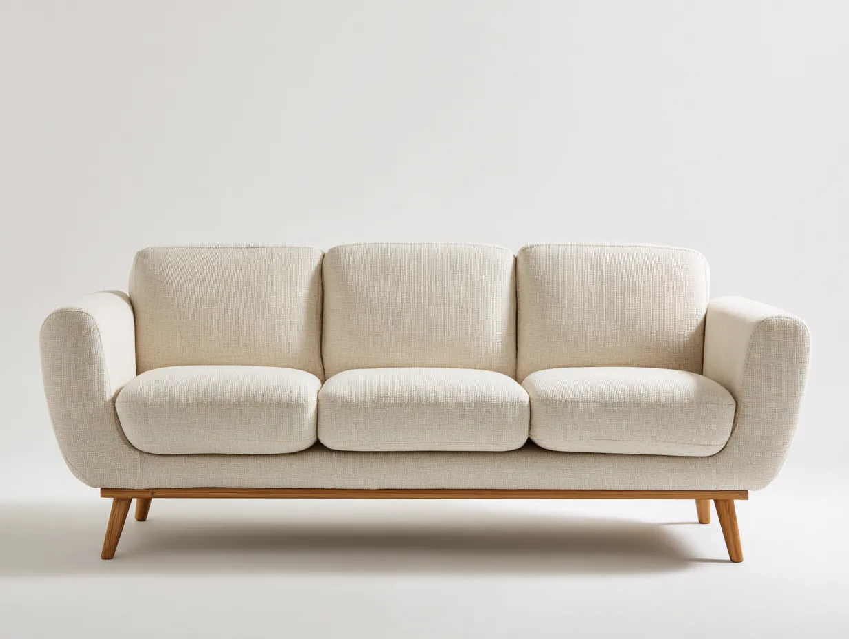 Sofá 3 plazas tapizado 205x88x85 cm - beige - estilo nórdico