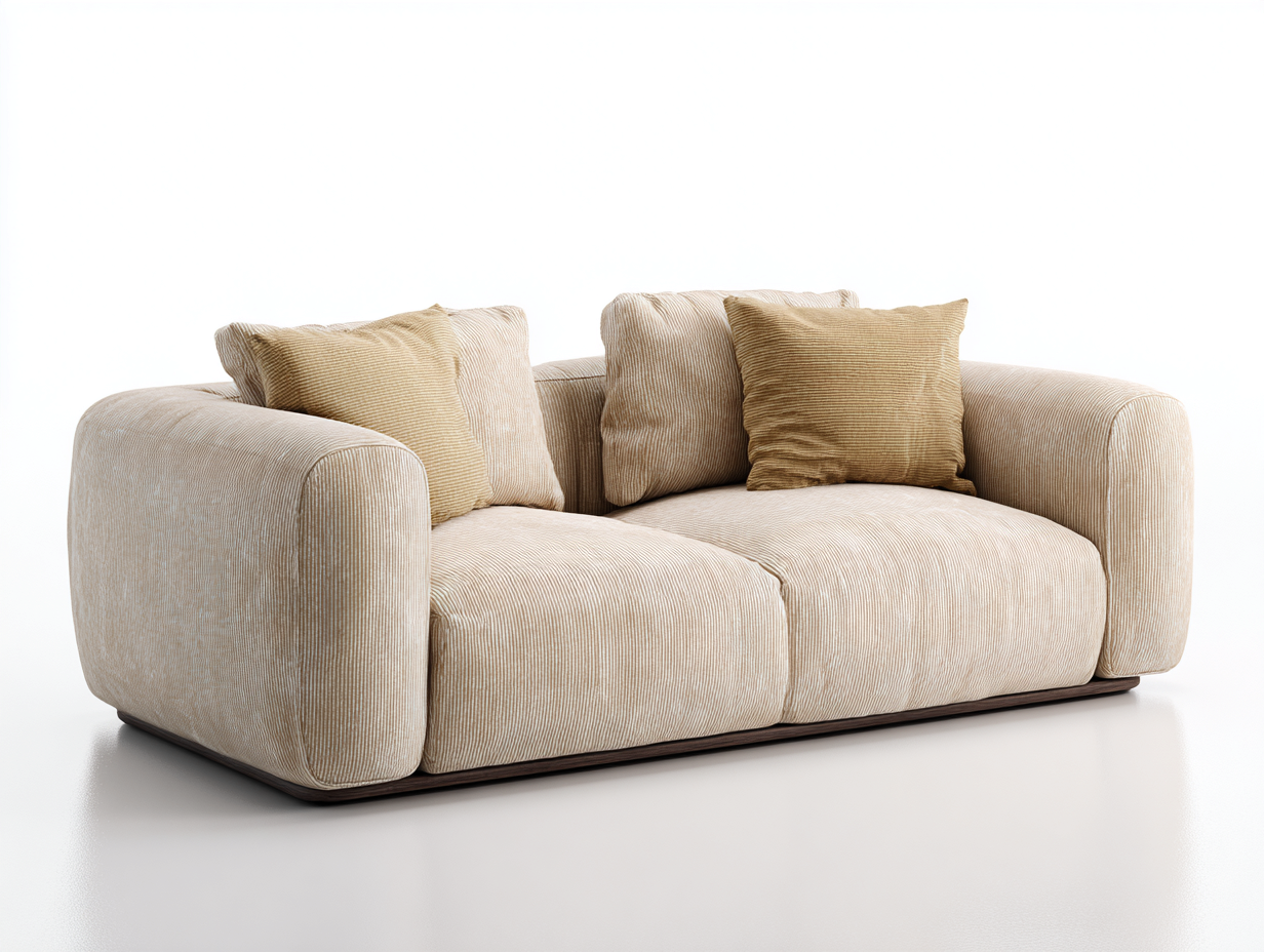 Sofá 2 plazas 165x95x78 cm - beige - tapizado estilo moderno