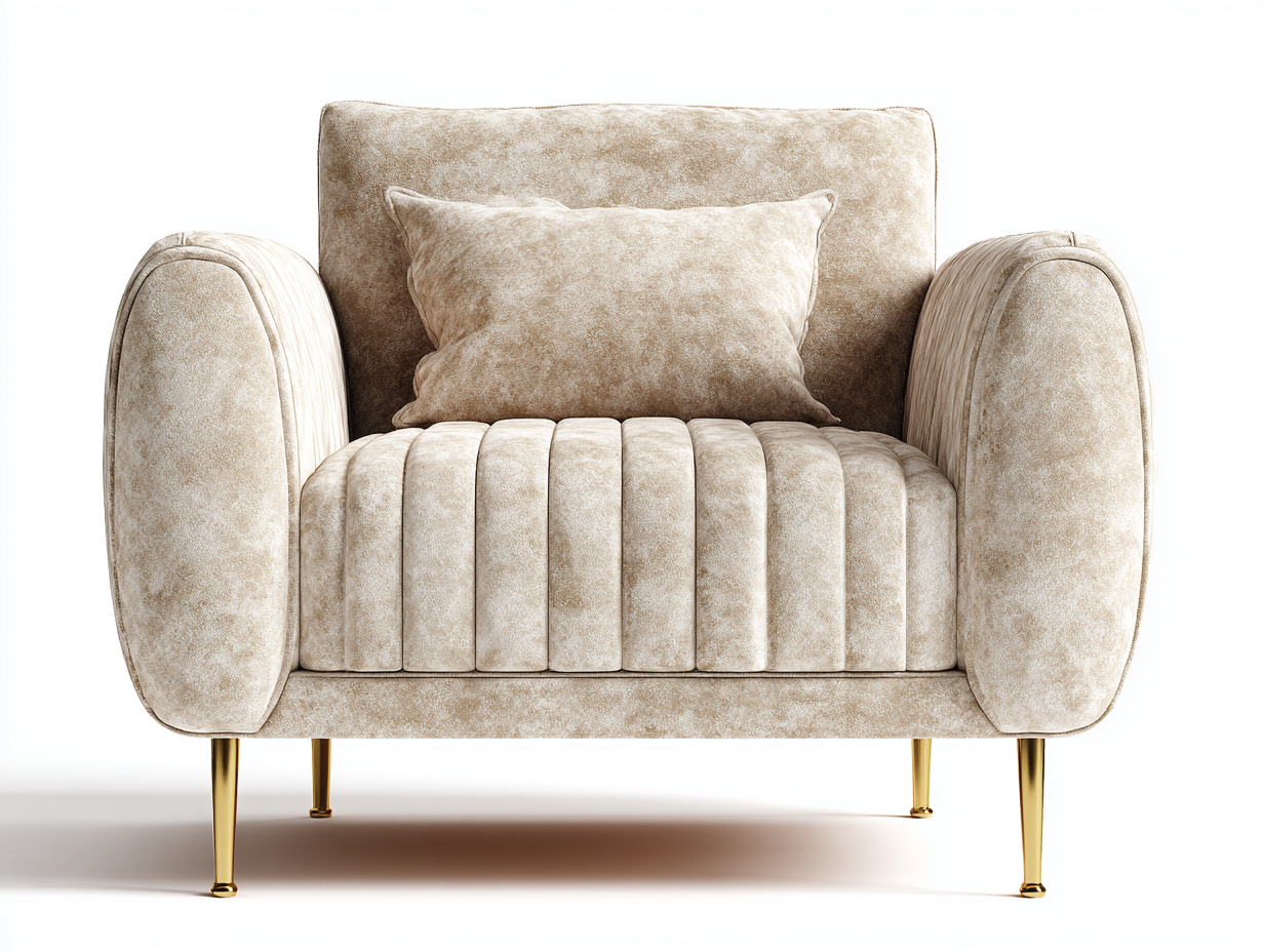 Sillón tapizado beige 95x90x85 cm - beige - diseño moderno con patas metálicas