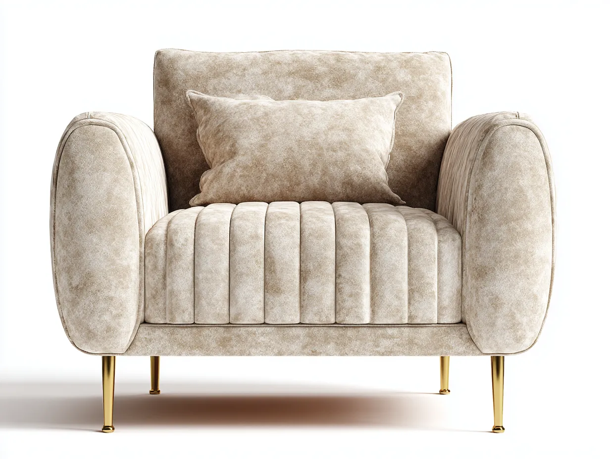 Sillón tapizado beige 95x90x85 cm - beige - diseño moderno con patas metálicas