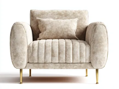 Sillón tapizado beige 95x90x85 cm - beige - diseño moderno con patas metálicas