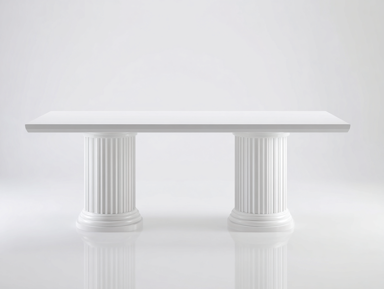 Mesa de comedor madera 180x90x75 cm - blanco - diseño con base de columnas