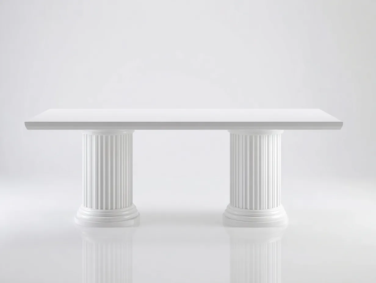 Mesa de comedor madera 180x90x75 cm - blanco - diseño con base de columnas