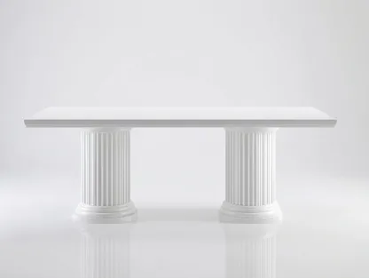 Mesa de comedor madera 180x90x75 cm - blanco - diseño con base de columnas