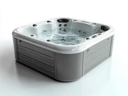 Bañera de hidromasaje acrílica 200x200x90 cm - blanco/gris - para 4 personas con sistema de masaje