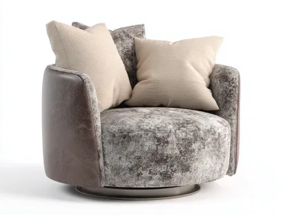 Sillón tapizado gris con piel sintética marrón 90x95x85 cm - gris/marrón - diseño giratorio cómodo