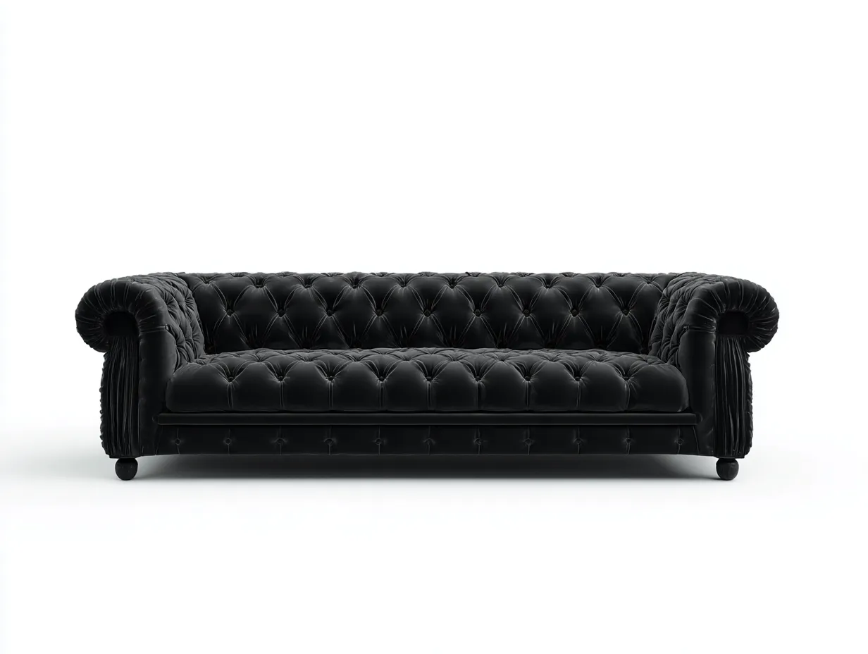 Sofá 3 plazas tela 230x95x78 cm - negro - diseño chesterfield clásico