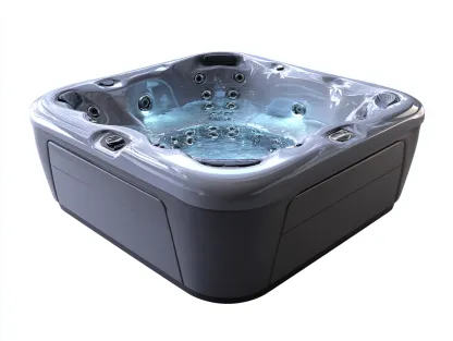 Bañera de hidromasaje acrílica 210x210x95 cm - gris - para 4 personas - diseño moderno