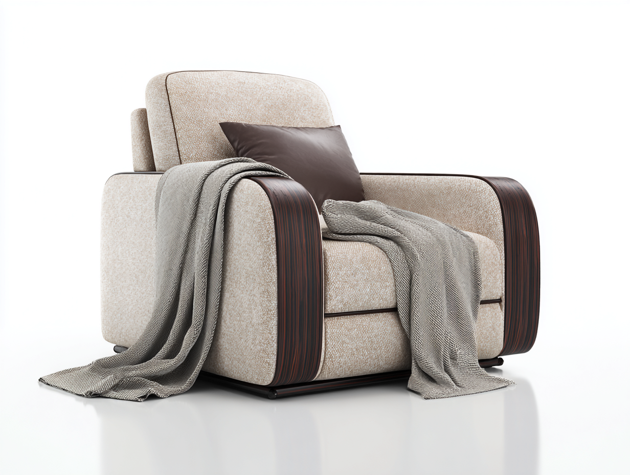 Sillón tapizado beige con acabado en madera marrón 90x95x90 cm - beige/marrón - diseño moderno cómodo