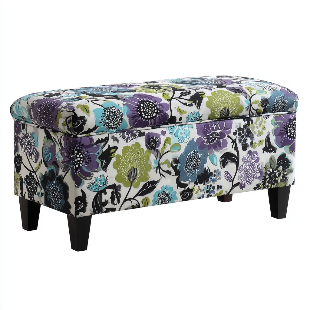 Panca per letto imbottita 100x40x50 cm - multicolore - design floreale-Styleive