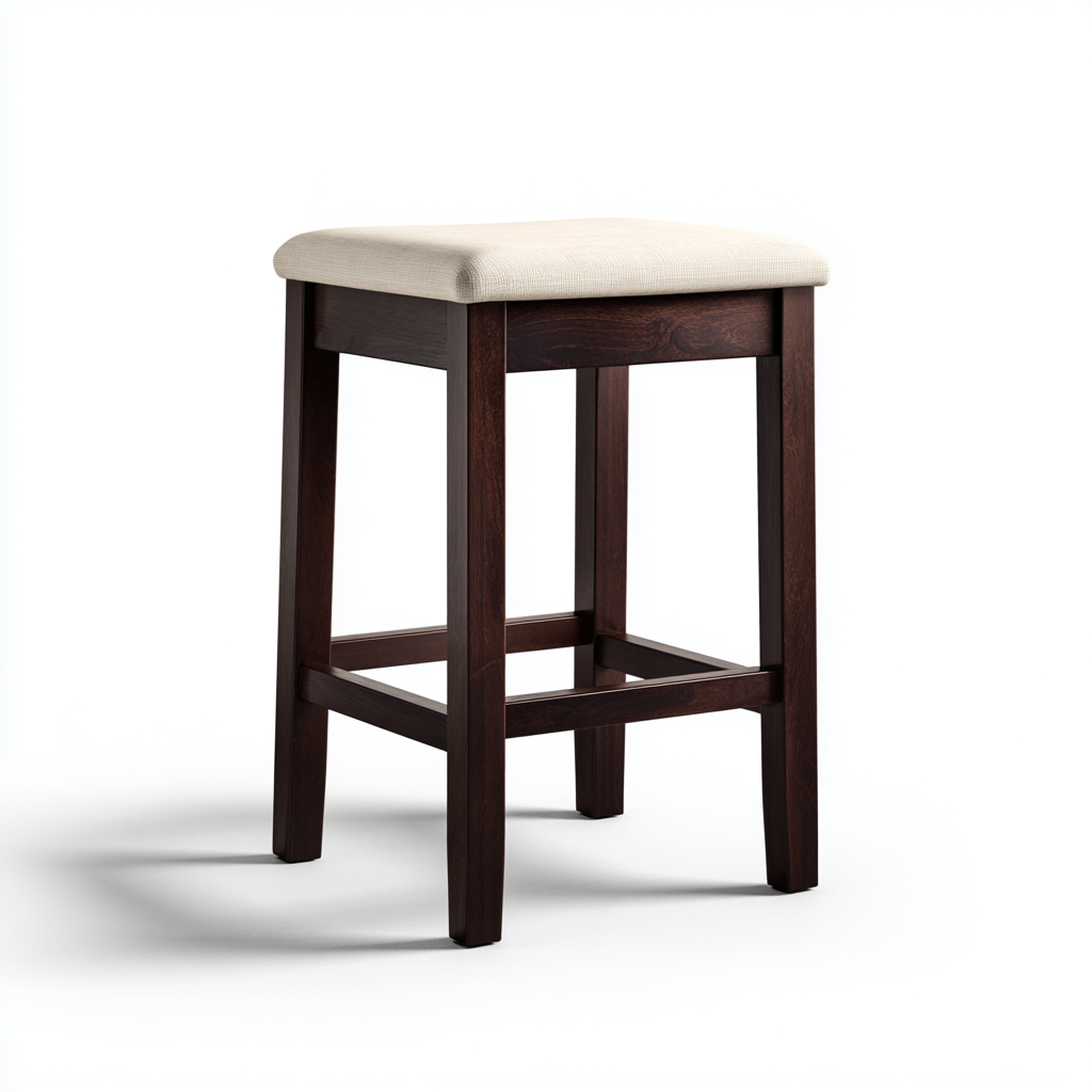 Sgabello da bar legno massello 38x38x65 cm seduta beige stile moderno-Styleive