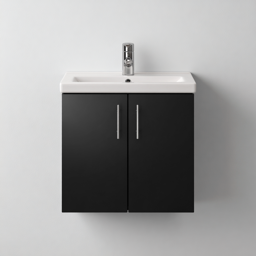 Mobile lavabo 60x40x55 cm - nero-bianco - design moderno per bagno-Styleive