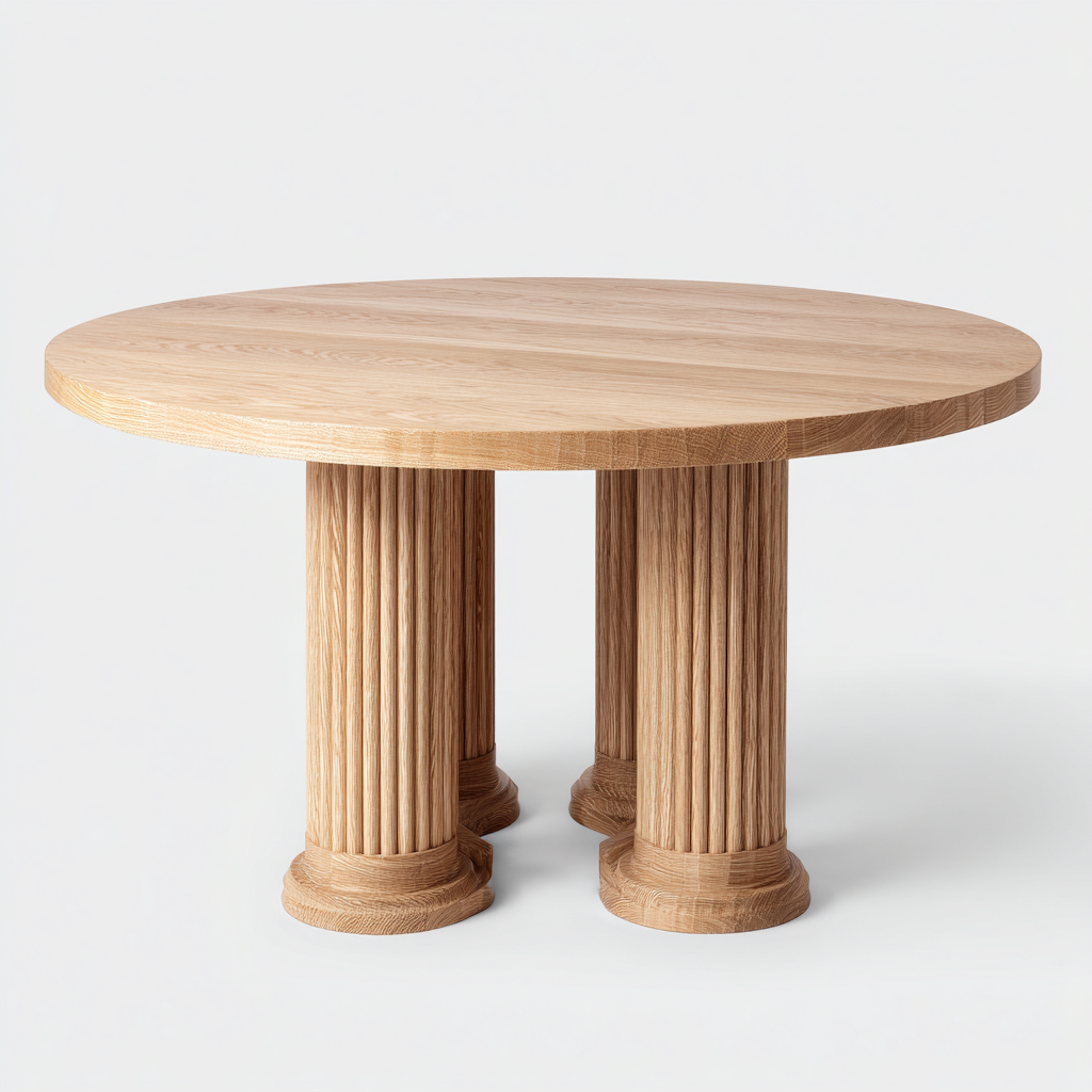 Tavolo da pranzo rotondo 130x130x75 cm - legno naturale - design classico-Styleive