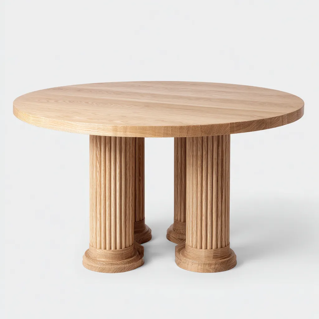 Tavolo da pranzo rotondo 130x130x75 cm - legno naturale - design classico-Styleive