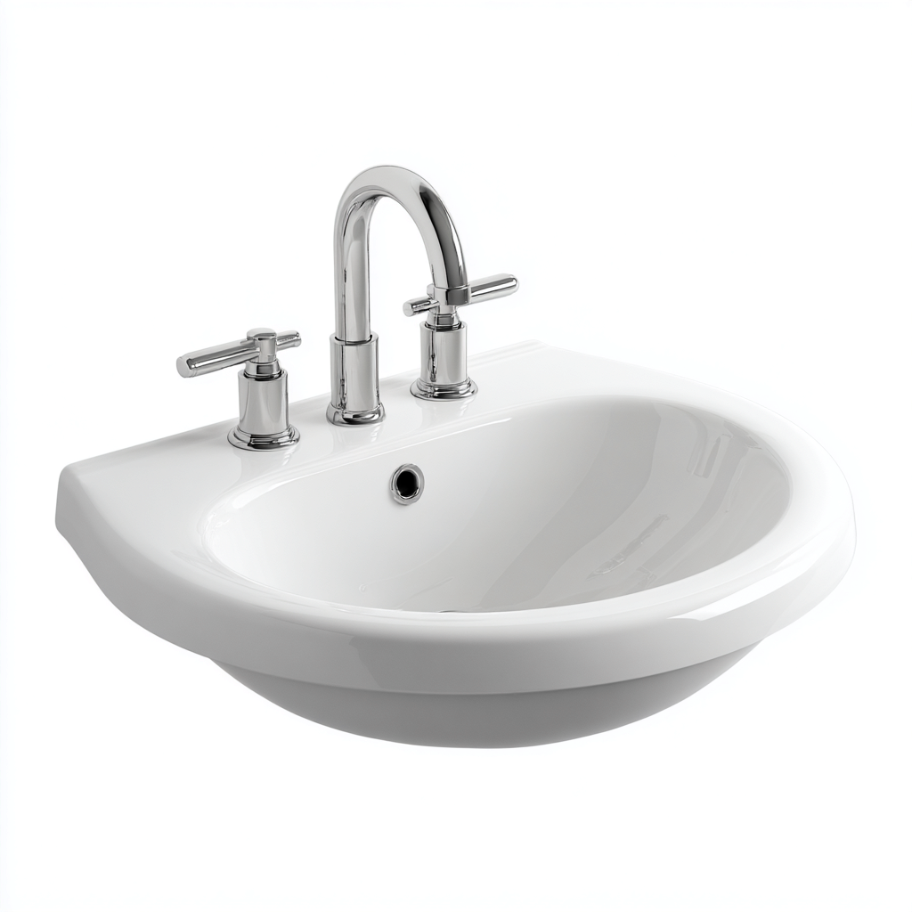 Lavabo in ceramica 55x45x20 cm - bianco - design classico-Styleive