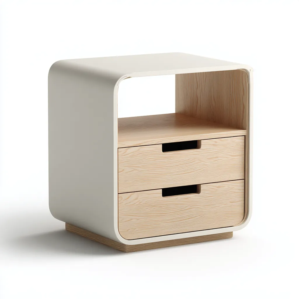 Cassettiera legno 45x35x60 cm bianco-naturale design moderno-Styleive