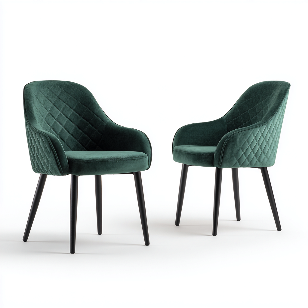 Set 2 x sedia da pranzo in tessuto 54x57x84 cm - verde scuro-nero - design moderno-Styleive