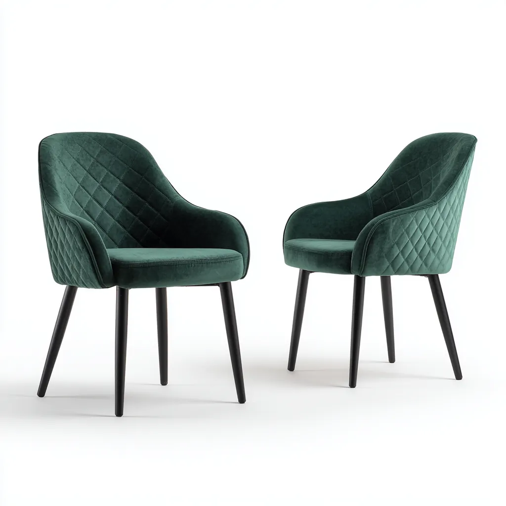 Set 2 x sedia da pranzo in tessuto 54x57x84 cm - verde scuro-nero - design moderno-Styleive