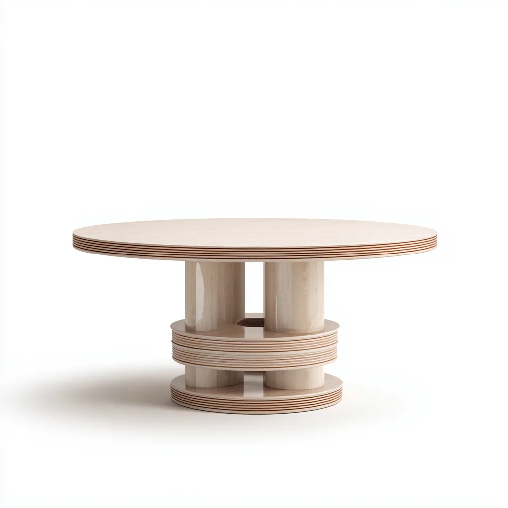 Tavolo da pranzo legno 150x150x75 cm naturale - base cilindrica - design moderno-Styleive