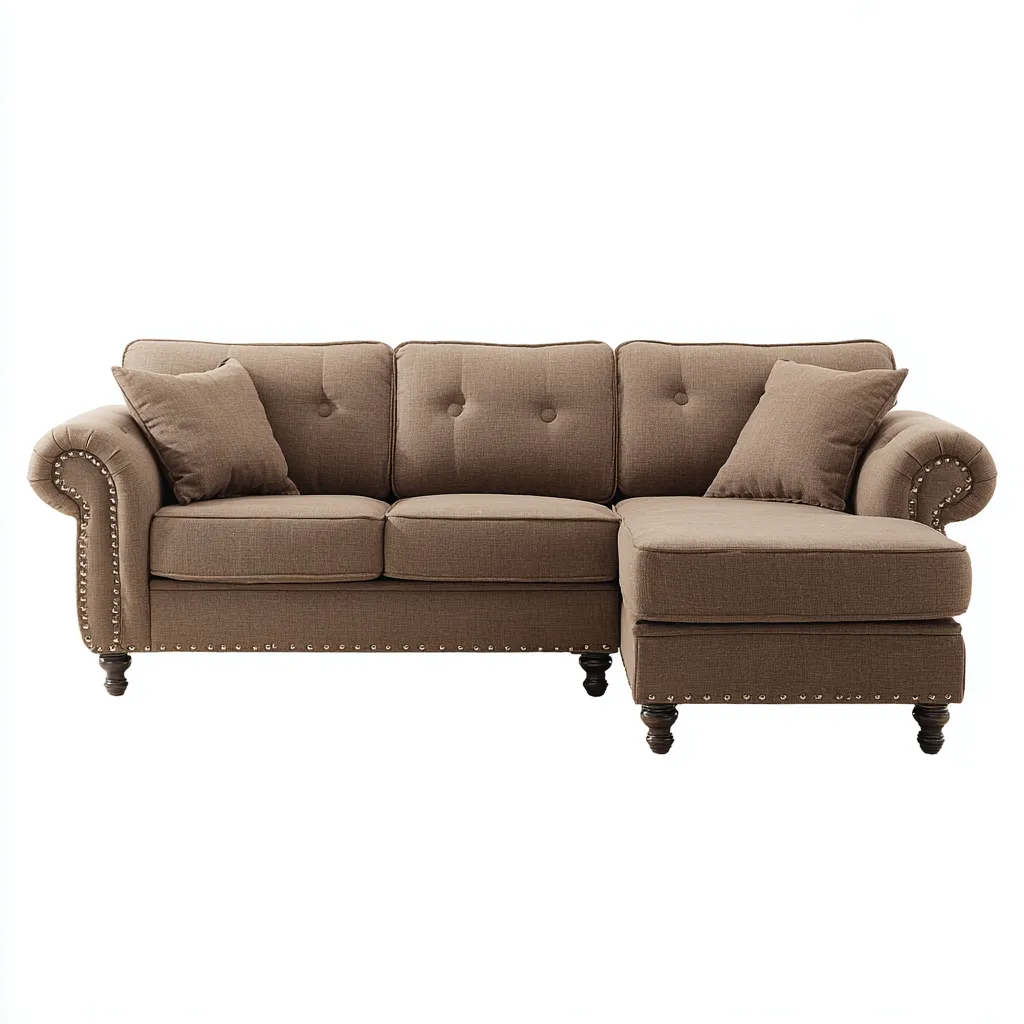 Divano angolare tessuto 280x175x90 cm - marrone - design classico-Styleive