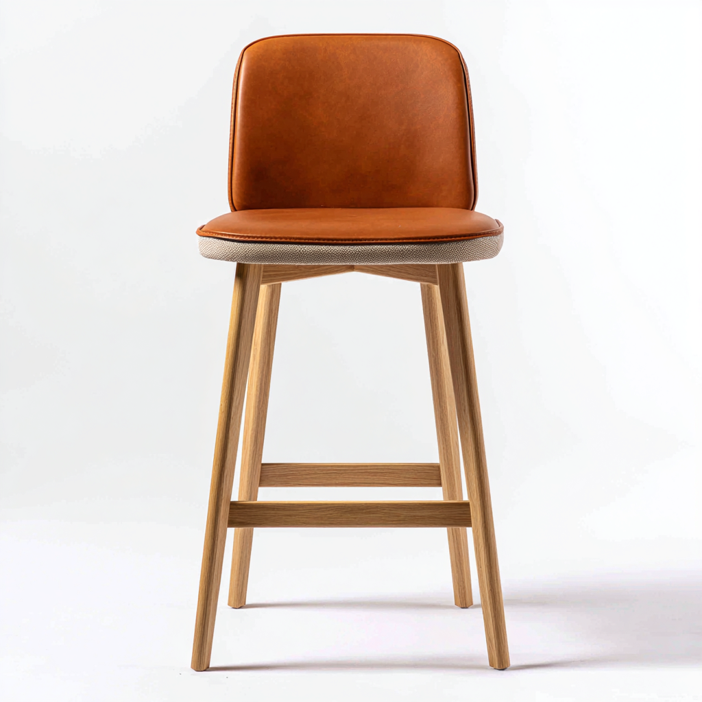 Sgabello da bar imbottito ecopelle 46x48x97 cm marrone - gambe in legno - design moderno-Styleive