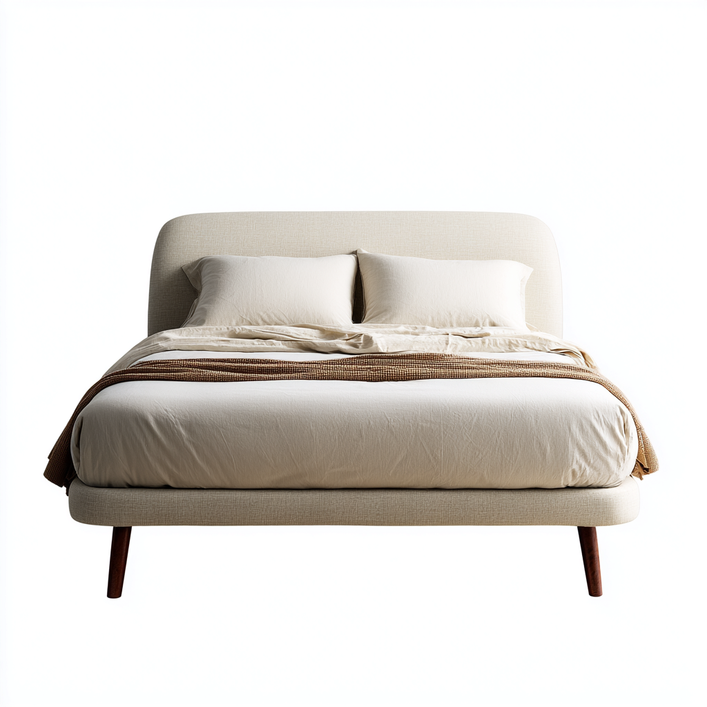 Letto matrimoniale struttura imbottita 210x165x105 cm - beige - stile moderno - adatto al soggiorno-Styleive