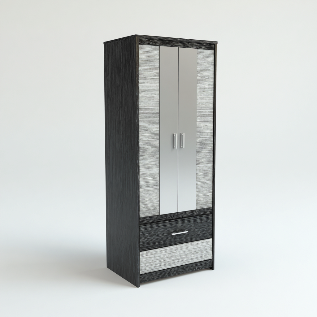 Armadio 80x50x190 cm - grigio scuro-grigio chiaro - design moderno per camera-Styleive