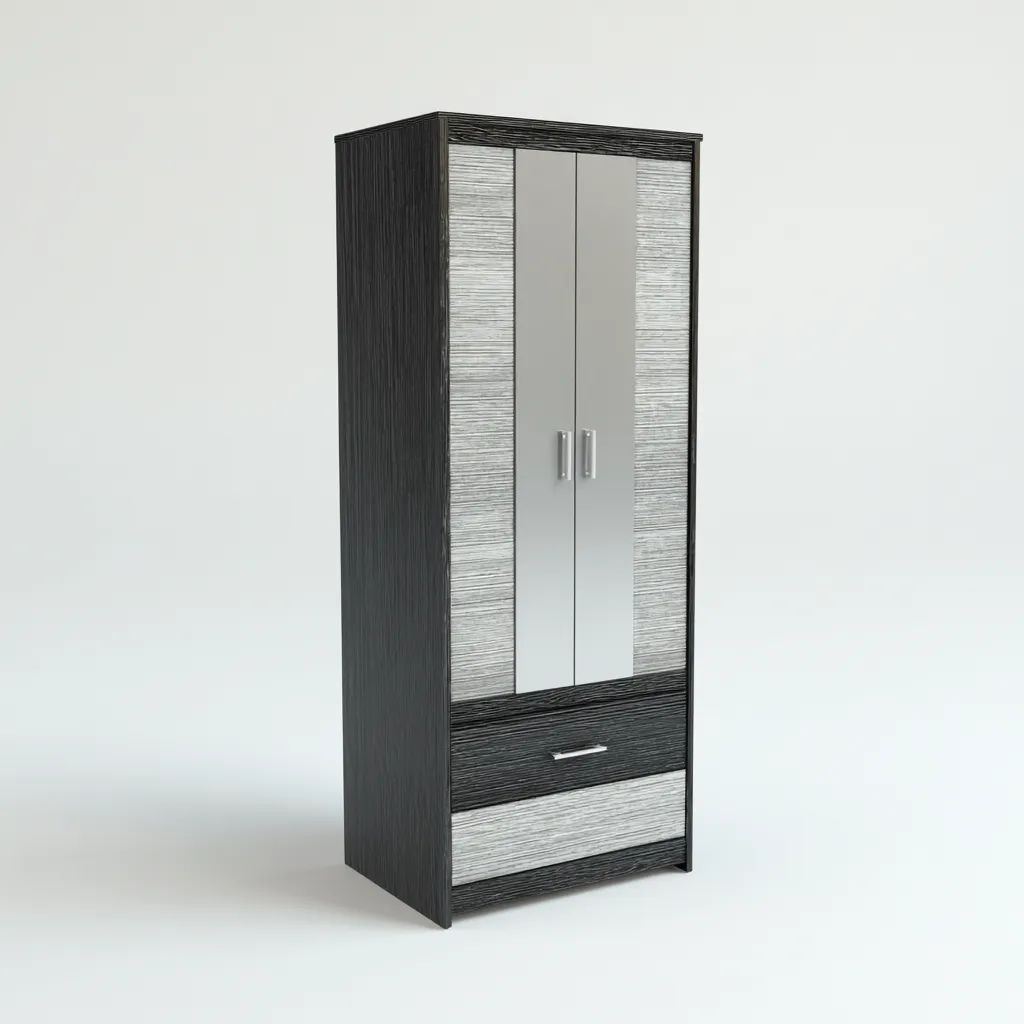 Armadio 80x50x190 cm - grigio scuro-grigio chiaro - design moderno per camera-Styleive