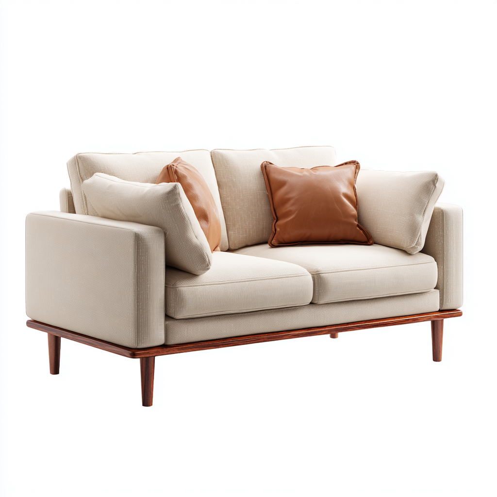 Divano a due posti in tessuto 150x85x90 cm - beige - design moderno-Styleive