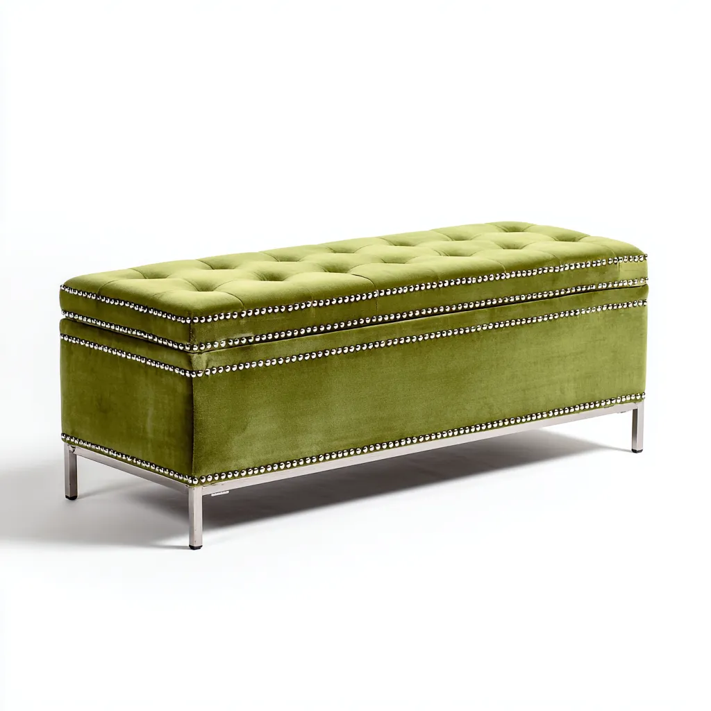 Panca per letto struttura imbottita 120x40x50 cm - verde - stile moderno - adatto al soggiorno-Styleive