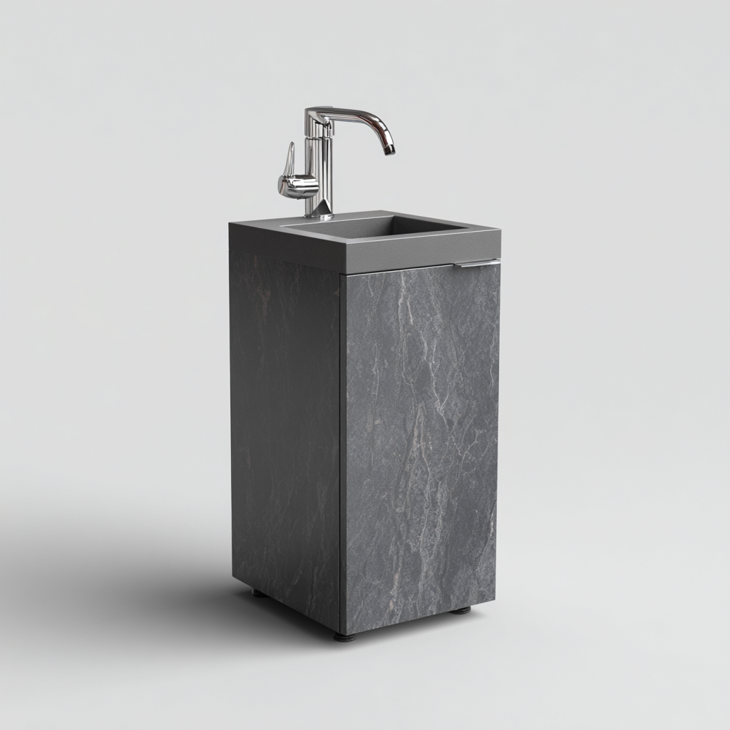 Mobile lavabo 34x32x85 cm - grigio - design moderno per bagno-Styleive