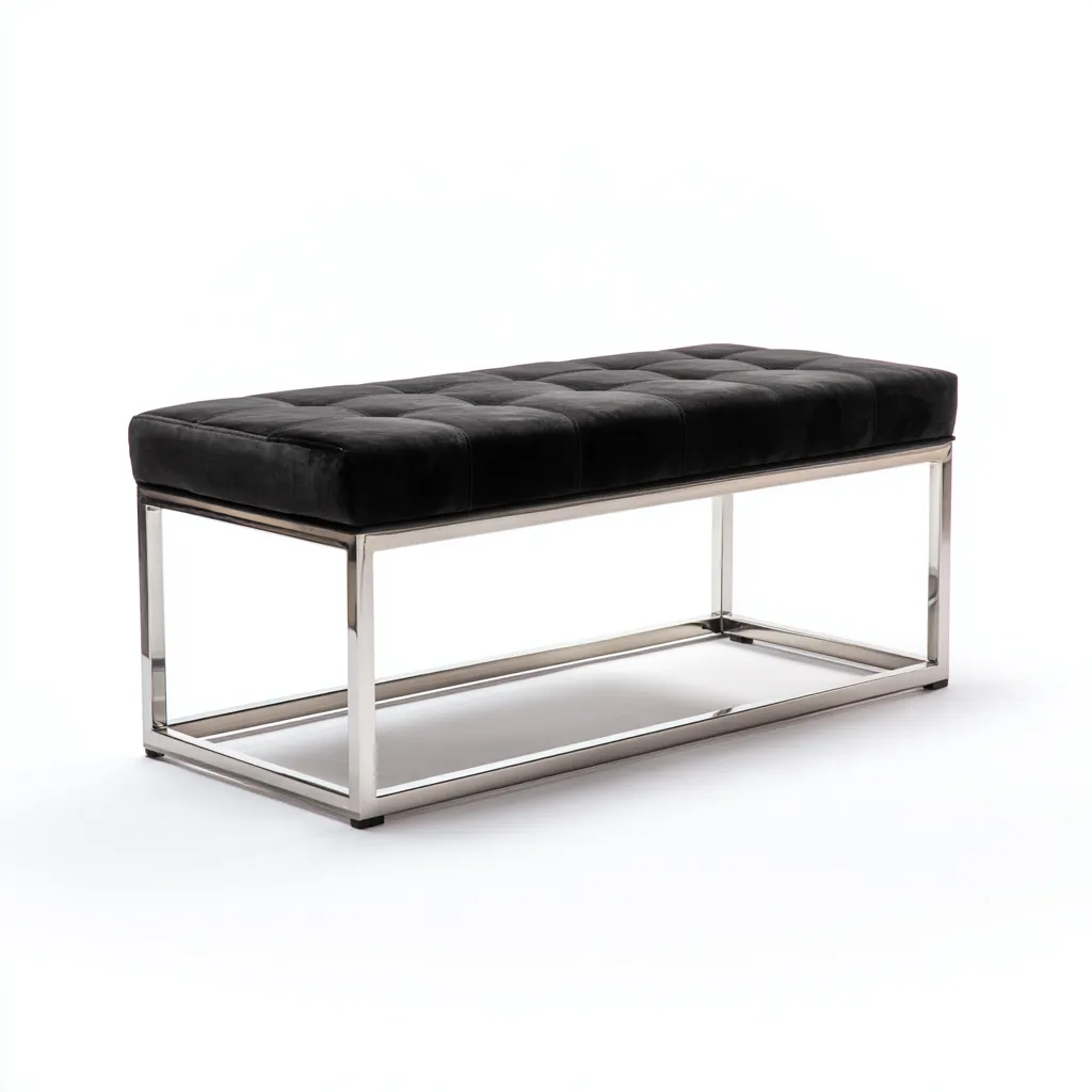 Panca per letto imbottita 110x40x47 cm nero-argento stile moderno-Styleive