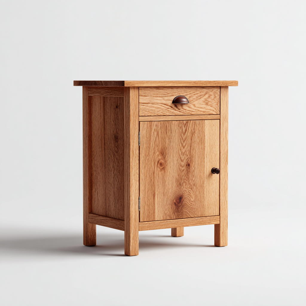 Cassettiera in legno con 1 cassetto e 1 anta 45x35x70 cm - legno naturale - design classico - per camera da letto-Styleive